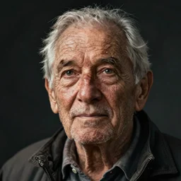 poignant portrait of an old man remembering his youth, the years weigh heavily in his eyes, nostalgia, melancholy, grief, acceptance, peace, hope