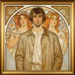 a painting in the style of donato giancola, and in the style of tom bagshaw, and in the style of alphonse mucha. smooth, sharp focus, semi - realism, symmetry.