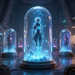 interior shot of a hangar with humans inside glass domes cryosleep inside spaceship starship mothership mass effect andromeda krogan base wallpaper 3 d pixar disney digital cgi rtx hdr painting bioluminance alena aenami artworks in 4 k by jesper ejsing, feng zhu and loish beeple, by thomas kinkade