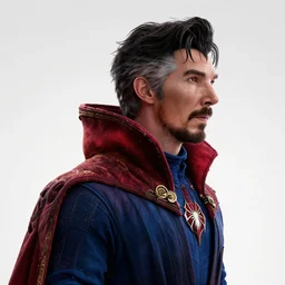 doctor strange with spider - ma outfit - up profile portrait. beautiful hyperrealistic intricate highly detailed octane 3 d render, web, spider