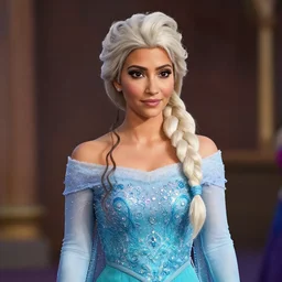 kim kardashian as elsa in live action disney frozen, 8k resolution, full HD, cinematic lighting, award winning, anatomically correct