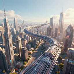 mobius strip endless future city in hopeful solarpunk style, cinematic, 4 k