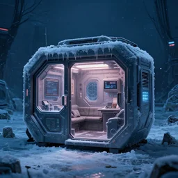 cyberpunk, futuristic shed inspired by star wars, 3 AM midnight, ice cold