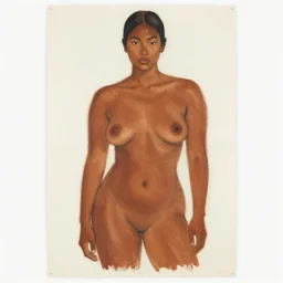 a beautiful print. she has deeply tanned skin that makes me think of oort, an almond asian face and a compact, powerful body. by camille walala offhand, uneven