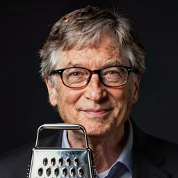 a mac pro cheese grater in the style of the face of bill gates, glasses