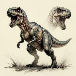 sketch of a zombie dinosaur ,epic,detailed,scary