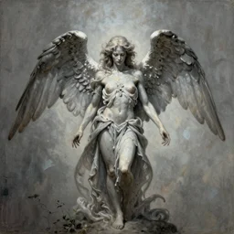 an angel in the style of a H.R. Giger painting