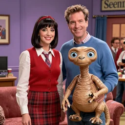 ALF and E.T. on the set on Seinfeld, highly detailed, octane render