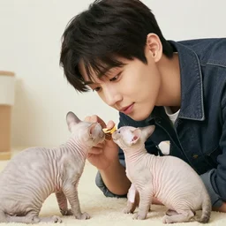 jungwon from enhypen feeding bald kittens