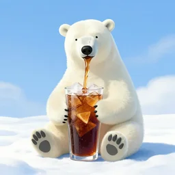 nevercola drinks a half empty polar bear