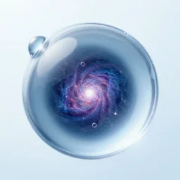 an electron microscope photo that reveals there are tiny galaxies hidden away inside each drop of water