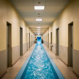 endless corridors where the floor is a water slide