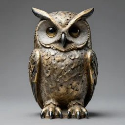 symmetrical detailed sculpture of an owl, made by HR Giger