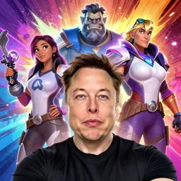 selfie of Elon Musk, overwatch character Blizzard pixar maya engine on stylized background splash comics global illumination lighting artstation  lois van baarle, ilya kuvshinov