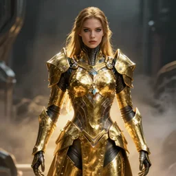 a sci fi quarter - length portrait of a destiny concept character wearing ornate armor made of sci fi metal plates, cinematic lighting, smooth, high detail, dark fantasy, unreal engine, octane render, by vitaly bulgarov artstation, golden rule, sense of action, fog volumes, vivid color glow, post processing, cgsociety