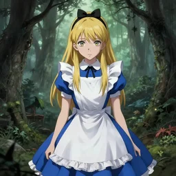 alice in wonderland. alice is an emo manga girl. folk horror. detailed.