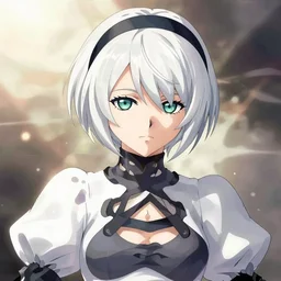 nier automata, official character art, sakimichan, artgerm, wlop, colorful