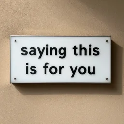 sign “saying this is for you”