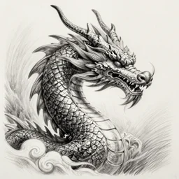 a majestic dragon, hd, high quality pencil drawing