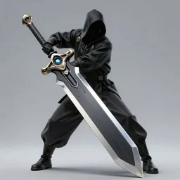 a cloaked figure wielding a massive buster blade sword, smooth, intricate, elegant, digital painting, artstation, concept art, sharp focus, octane render, illustration, art by yoshitaka amano, final fantasy character,