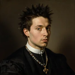 Renaissance portrait painting of punk Playboi Carti by Rembrandt van Rijn, detailed, realistic
