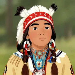 disney style portrait of a native american