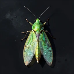 digital Illustration of a Tettigonia viridissima mutant. cyberpunk noir, trending on artstation