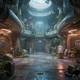 retrofuturist underground liminal space, unreal engine