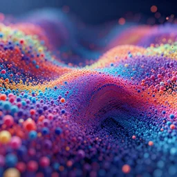 a 3d fluid colorful particle wave from thousands of spheres trending on artstation infinite image