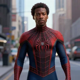 ((young)) Donald Glover as Spider-Man, miles morales, still from Spider-Man movie, detailed, 4k