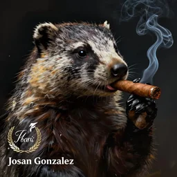 a portrait of an anthropomorphic cyberpunk badger smoking a cigar, cyberpunk!, fantasy, elegant, digital painting, artstation, concept art, matte, sharp focus, illustration, art by josan gonzalez