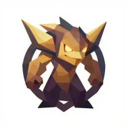 a vector logo of rengar from league of legends, low poly,