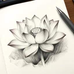 beautiful aesthetic inspirational professional digital pen sketch of a lotus by metzen, ultra detailed, fine details, trending on artstation, high quality paper