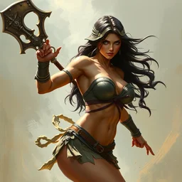 beautiful female warrior, accurate anatomy, by stanley artgerm lau, wlop, rossdraws, frank frazetta, andrei riabovitchev, marc simonetti, tranding on artstation