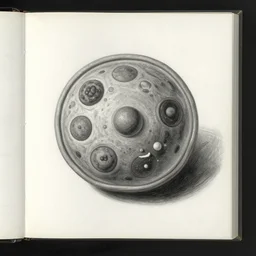 a biology text book illustration of a cell by rembrandt, black and white oil painting