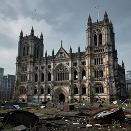 a photo of 8k abandoned polluted london ruins, cinematic lighting, trending on artstation, 4k, hyperrealistic, focused, high details, unreal engine 5, cinematic, masterpiece