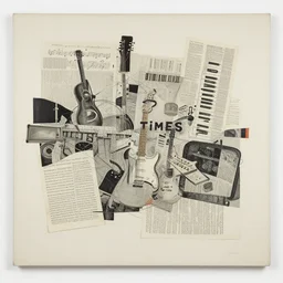music trash, hard times, collage sweeping paper and acrylic on canvas minimalism and expressionism movement breathtaking detailed by blake neubert