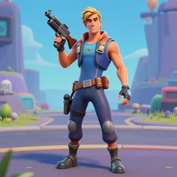 el chavo del 8 as a fortnite character, with a machine gun, in fornite