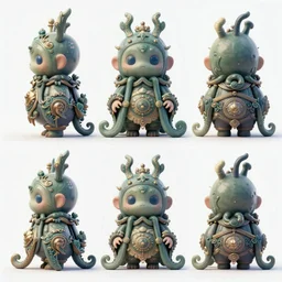 character sheet of cute cthulhu, concept art, game art, highly intrincate, front and side, unreal engine, very detailed, octane render, artstation, cgsociety, by serge birault
