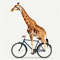 a giraffe riding a bicycle