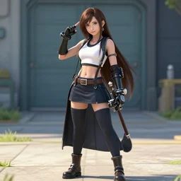 Madelaine Petsch as Tifa Lockhart, Final Fantasy 7, full shot, trending on twitter