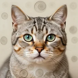 beautiful cat with hundreds of spiral eyes, in acidic din, with soft light, symmetrical patterns, like leonardo da vinci sketches! j. c. leyendecker, greg rutkowski, artgerm