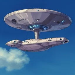 starship enterprise in a ghibli film