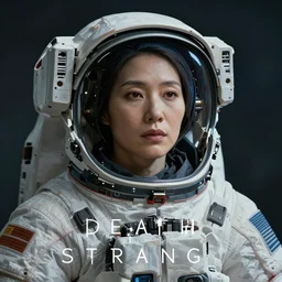 portrait of an asian woman as an astronaut character in the style of Death Stranding by Yoji Shinkawa and Ashley Wood