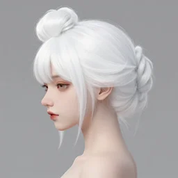 a girl with white hair in a hairbun, by qinniart