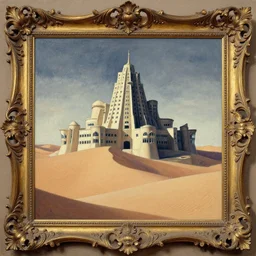 chiaroscuro gouache by james gurney. utopia building designed by frank lloyd wright. dune palace. composed by directory kurosawa ( 1 9 6 2 ). baroque frame