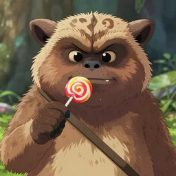An ewok eating a lollipop, Anime