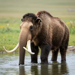wooly mammoth in a pond