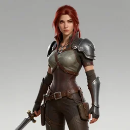 portrait of strong female ranger, beautiful! coherent! dungeons and dragons character, by frank frazetta, by brom, strong line, deep color, leather armor, short buzzed hair, high contrast