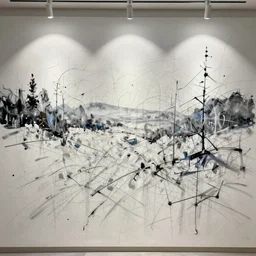 large scale painting by cy twombly and joe tilson, sparse brush strokes, high resolution art scan, well lit
